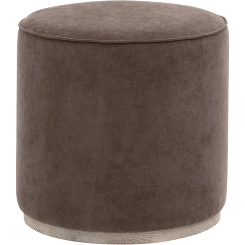 Vale 19" Round Ottoman in Mulberry Fabric & Gray Wood